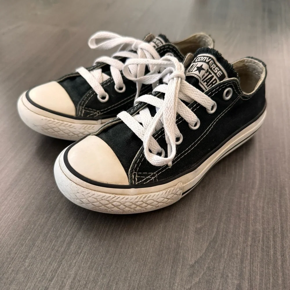 Converse All Star kids low top black sneakers shoes size 12